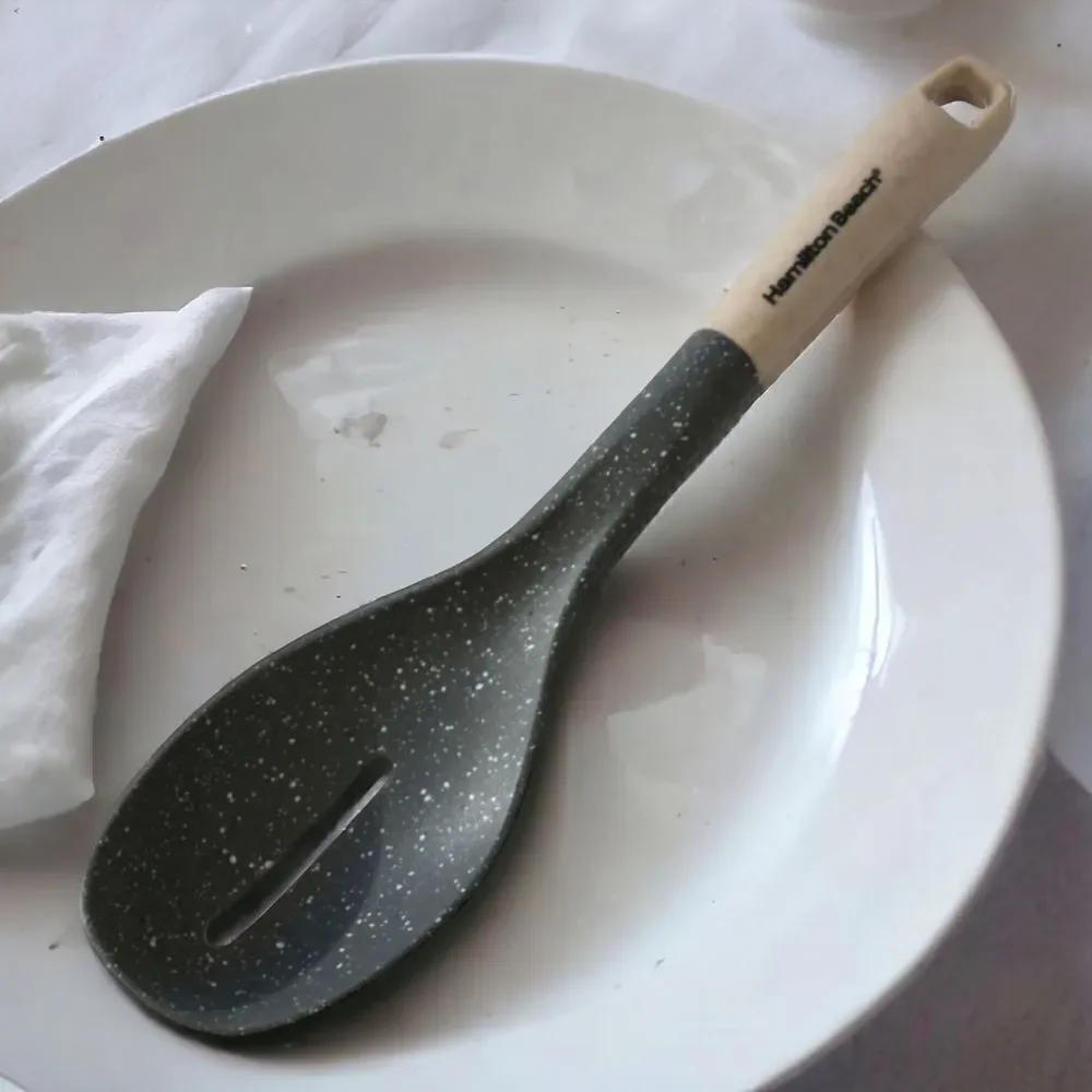 ‎Nylon Slotted Cooking Spoon Utensil Hamilton Beach Speckled Gray Beige Large.